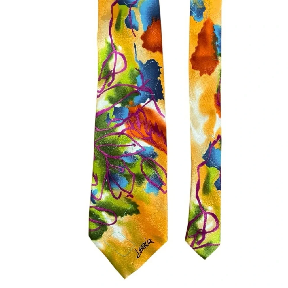 J Garcia men’s Liquid Torso Collection 100% Silk neck Tie abstract art colorful
